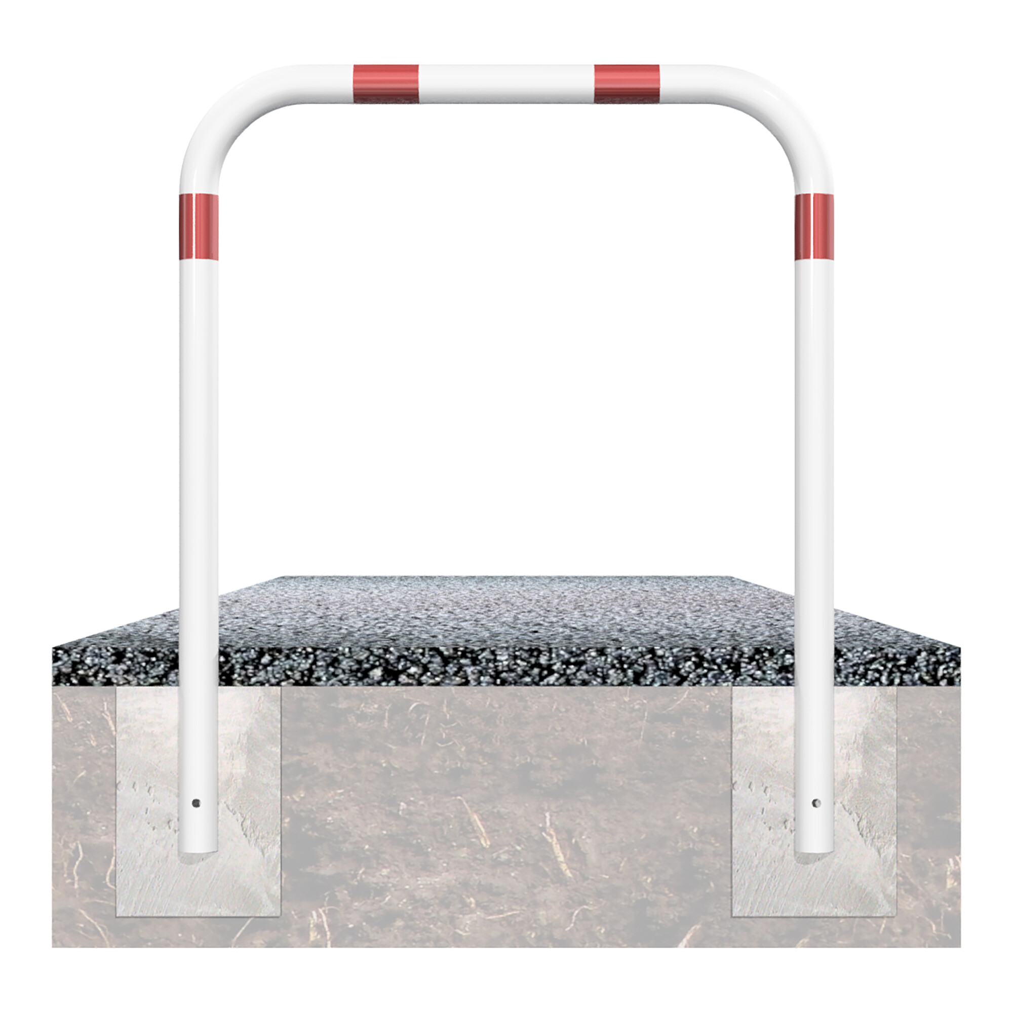 Schake Abweisebügel aus Stahlrohr Ø 60 x 2,5 mm Breite: 2000 mm, Höhe: 1400 mm ohne Querholm, beschichtet, zum Einbetonieren