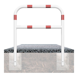 Schake Abweisebügel aus Stahlrohr Ø 60 x 2,5 mm Breite: 2000 mm, Höhe: 1400 mm + Querholm, beschichtet, zum Einbetonieren