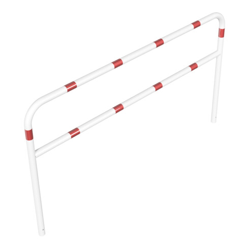 Schake Abweisebügel aus Stahlrohr Ø 60 x 2,5 mm Breite: 2500 mm, Höhe: 1400 mm + Querholm, beschichtet, zum Einbetonieren