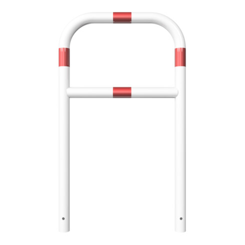Schake Abweisebügel aus Stahlrohr Ø 60 x 2,5 mm Breite: 700 mm, Höhe: 1200 mm + Querholm, beschichtet, zum Einbetonieren