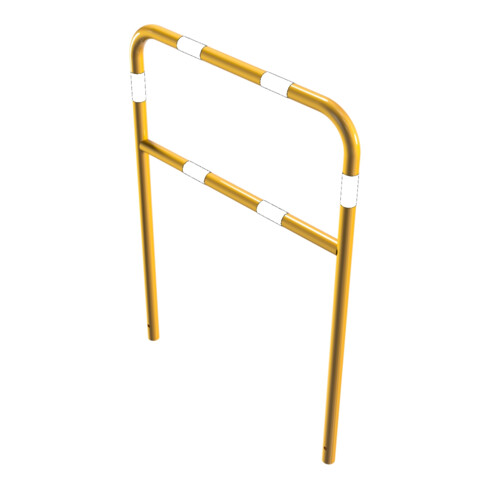 Schake Abweisebügel aus Stahlrohr Ø48mm Breite: 1000mm, Höhe: 1400 mm + Querholm, beschichtet, gelb/schwarz