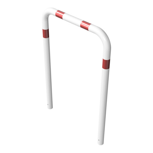 Schake Abweisebügel aus Stahlrohr Ø76mm Breite: 1000mm, Höhe: 1500 mm ohne Querholm, weiß / rot