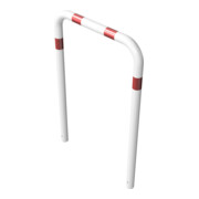 Schake Abweisebügel aus Stahlrohr Ø76mm Breite: 1000mm, Höhe: 1500 mm ohne Querholm, weiß / rot-2