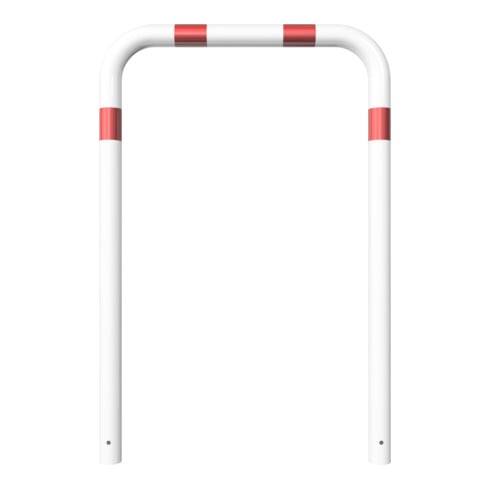 Schake Abweisebügel aus Stahlrohr Ø76mm Breite: 1000mm, Höhe: 1500 mm ohne Querholm, weiß / rot