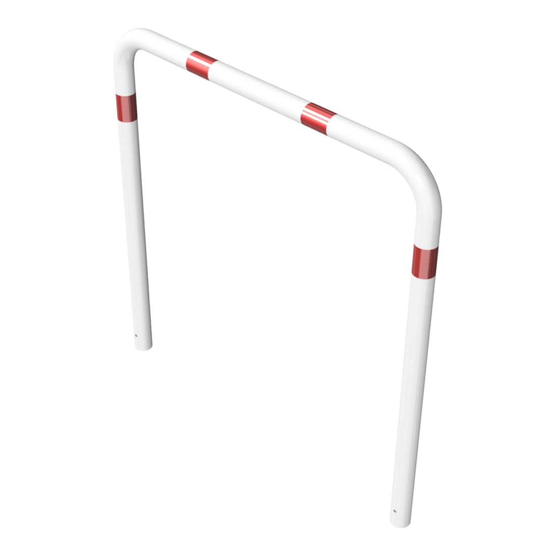 Schake Abweisebügel aus Stahlrohr Ø76mm Breite: 1500mm, Höhe: 1500 mm ohne Querholm, weiß / rot