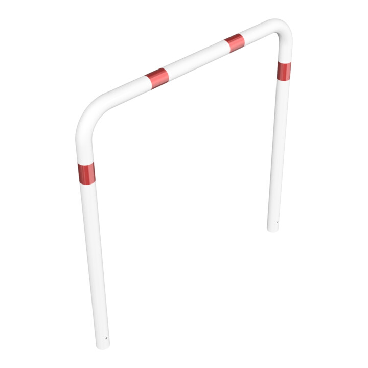 Schake Abweisebügel aus Stahlrohr Ø76mm Breite: 1500mm, Höhe: 1500 mm ohne Querholm, weiß / rot