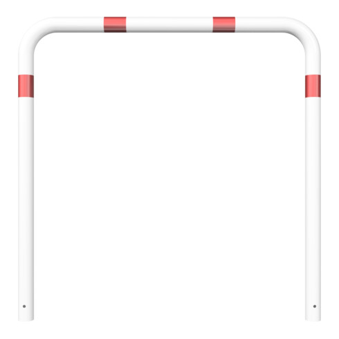 Schake Abweisebügel aus Stahlrohr Ø76mm Breite: 1500mm, Höhe: 1500 mm ohne Querholm, weiß / rot