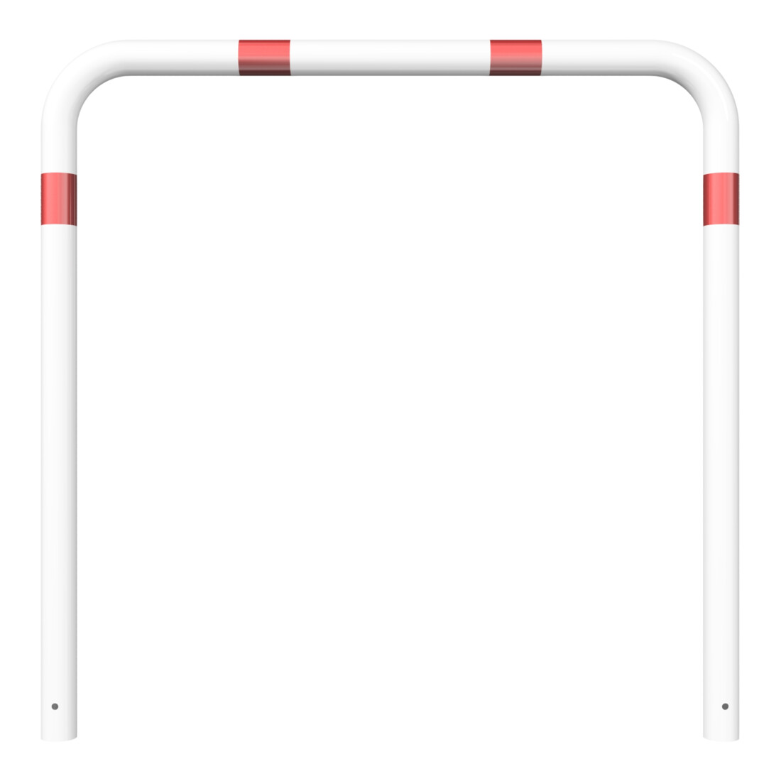 Schake Abweisebügel aus Stahlrohr Ø76mm Breite: 1500mm, Höhe: 1500 mm ohne Querholm, weiß / rot
