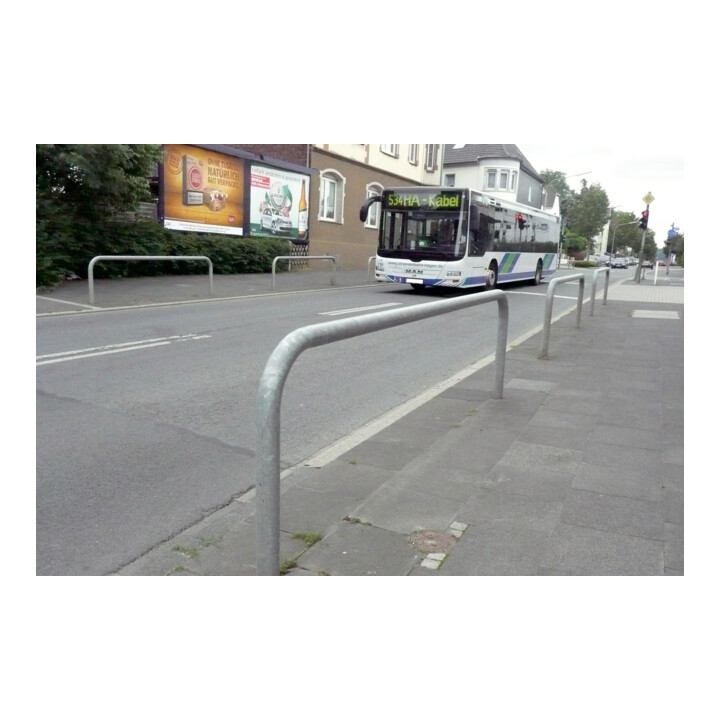 Schake Abweisebügel aus Stahlrohr Ø76mm Breite: 2000mm, Höhe: 1500 mm ohne Querholm, weiß / rot