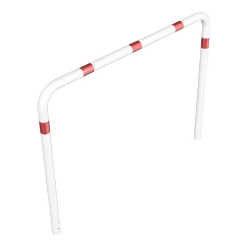 Schake Abweisebügel aus Stahlrohr Ø76mm Breite: 2000mm, Höhe: 1500 mm ohne Querholm, weiß / rot