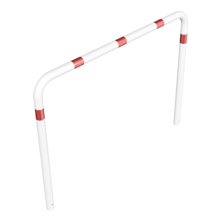 Schake Abweisebügel aus Stahlrohr Ø76mm Breite: 2000mm, Höhe: 1500 mm ohne Querholm, weiß / rot