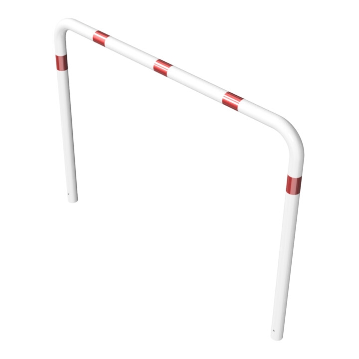 Schake Abweisebügel aus Stahlrohr Ø76mm Breite: 2000mm, Höhe: 1500 mm ohne Querholm, weiß / rot