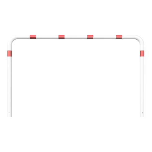 Schake Abweisebügel aus Stahlrohr Ø76mm Breite: 2500mm, Höhe: 1500 mm ohne Querholm, weiß / rot