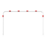Schake Abweisebügel aus Stahlrohr Ø76mm Breite: 2500mm, Höhe: 1500 mm ohne Querholm, weiß / rot-2