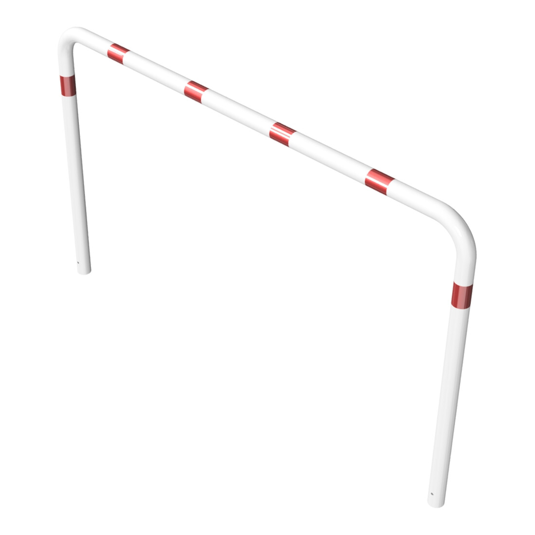 Schake Abweisebügel aus Stahlrohr Ø76mm Breite: 2500mm, Höhe: 1500 mm ohne Querholm, weiß / rot