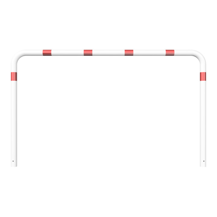 Schake Abweisebügel aus Stahlrohr Ø76mm Breite: 2500mm, Höhe: 1500 mm ohne Querholm, weiß / rot