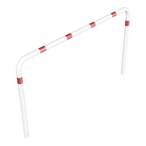 Schake Abweisebügel aus Stahlrohr Ø76mm Breite: 2500mm, Höhe: 1500 mm ohne Querholm, weiß / rot