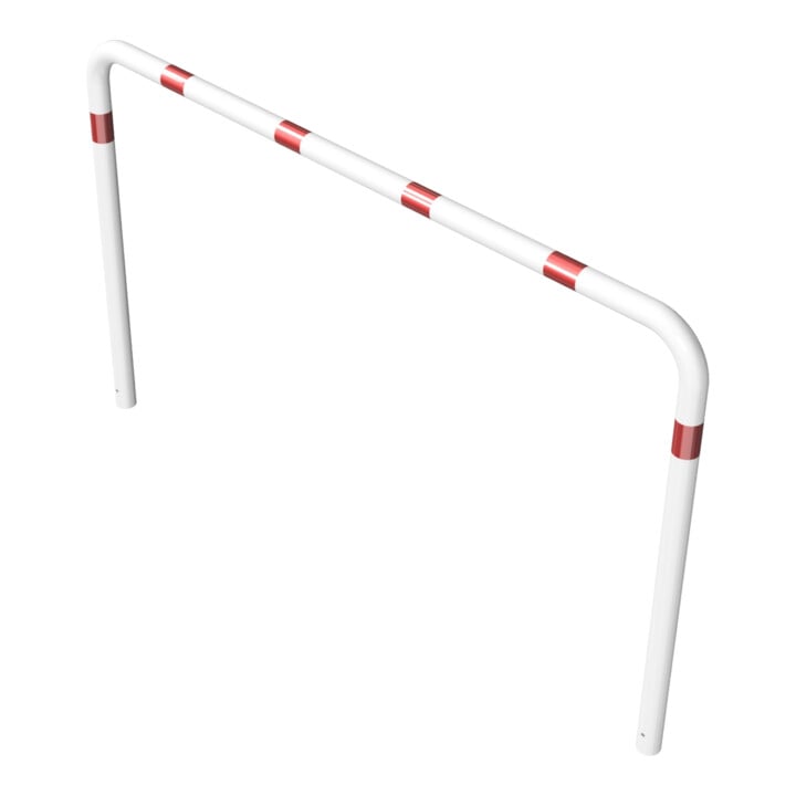 Schake Abweisebügel aus Stahlrohr Ø76mm Breite: 2500mm, Höhe: 1500 mm ohne Querholm, weiß / rot