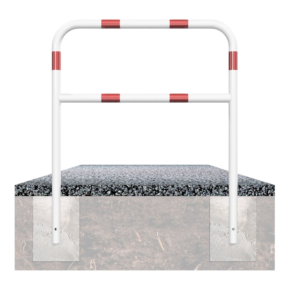 Schake Abweisebügel aus Stahlrohr Ø 48 x 2,5 mm Breite: 1000 mm, Höhe: 1400 mm + Querholm, beschichtet, zum Einbetonieren