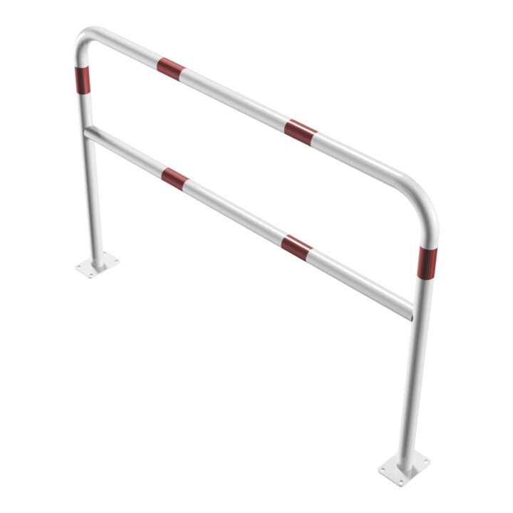 Schake Abweisebügel aus Stahlrohr Ø 48 x 2,5 mm Breite: 1500 mm, Höhe: 1000 mm + Querholm, beschichtet, zum Aufdübeln
