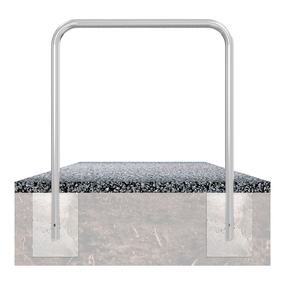 Schake Abweisebügel aus Stahlrohr Ø 48 x 2,5 mm Breite: 2500 mm, Höhe: 1400 mm ohne Querholm, zum Einbetonieren