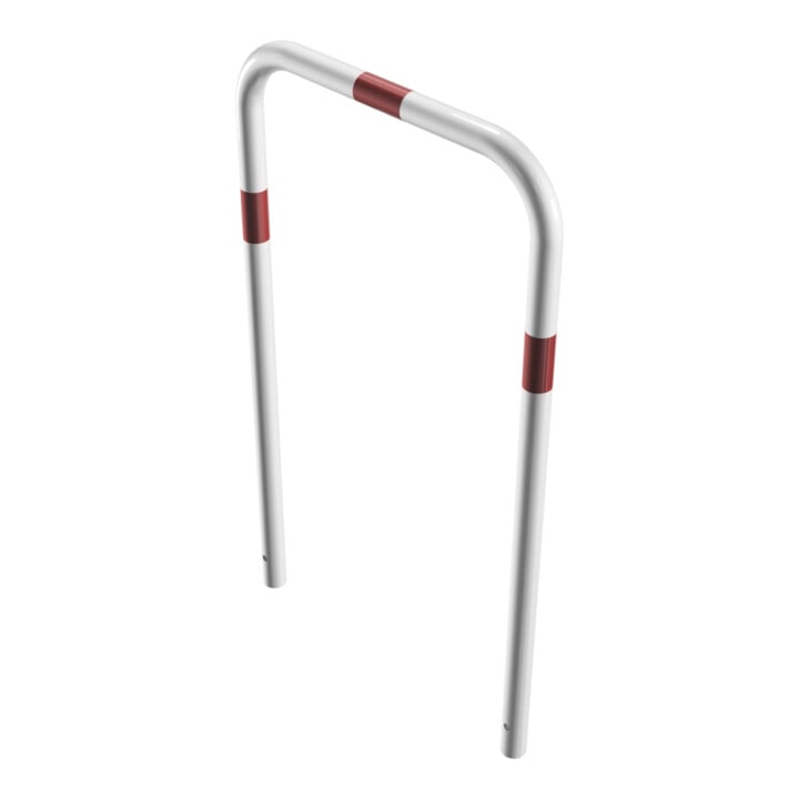 Schake Abweisebügel aus Stahlrohr Ø 48 x 2,5 mm Breite: 700 mm, Höhe: 1200 mm ohne Querholm, beschichtet, zum Einbetonieren