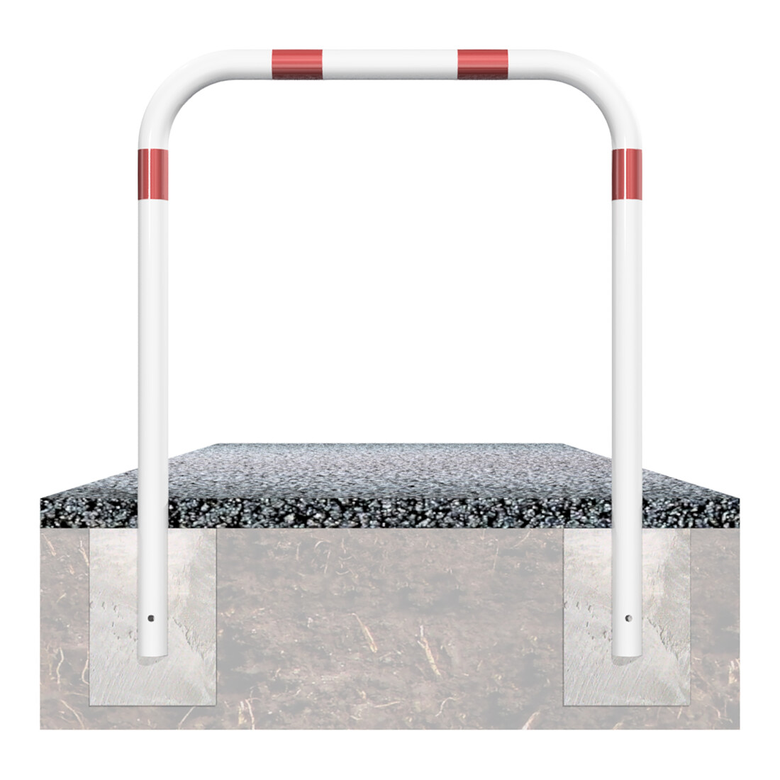 Schake Abweisebügel aus Stahlrohr Ø 60 x 2,5 mm Breite: 1000 mm, Höhe: 1200 mm ohne Querholm, beschichtet, zum Einbetonieren