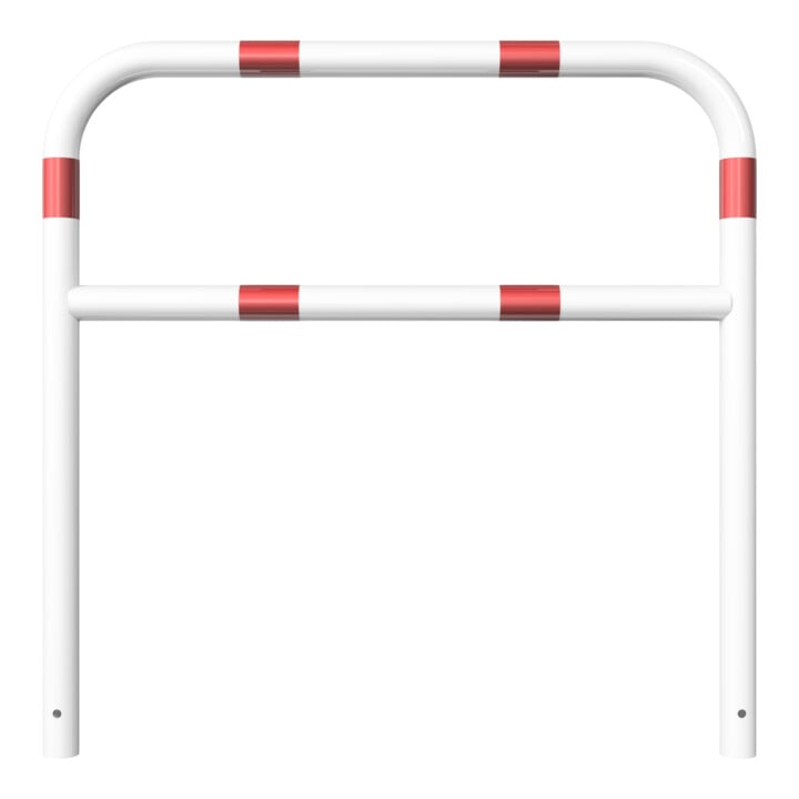 Schake Abweisebügel aus Stahlrohr Ø 60 x 2,5 mm Breite: 1200 mm, Höhe: 1200 mm + Querholm, beschichtet, zum Einbetonieren