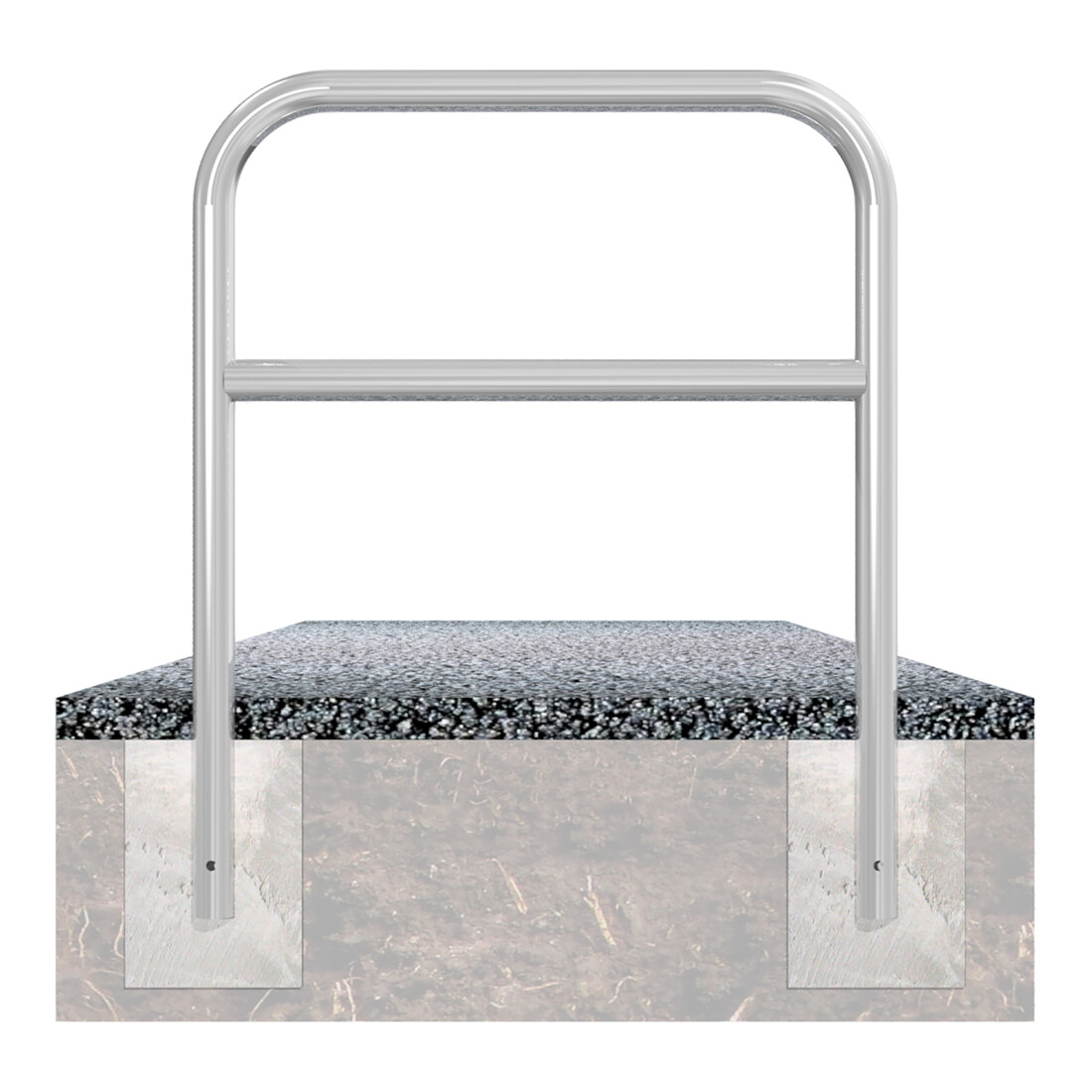 Schake Abweisebügel aus Stahlrohr Ø 60 x 2,5 mm Breite: 1500 mm, Höhe: 1400 mm + Querholm, zum Einbetonieren