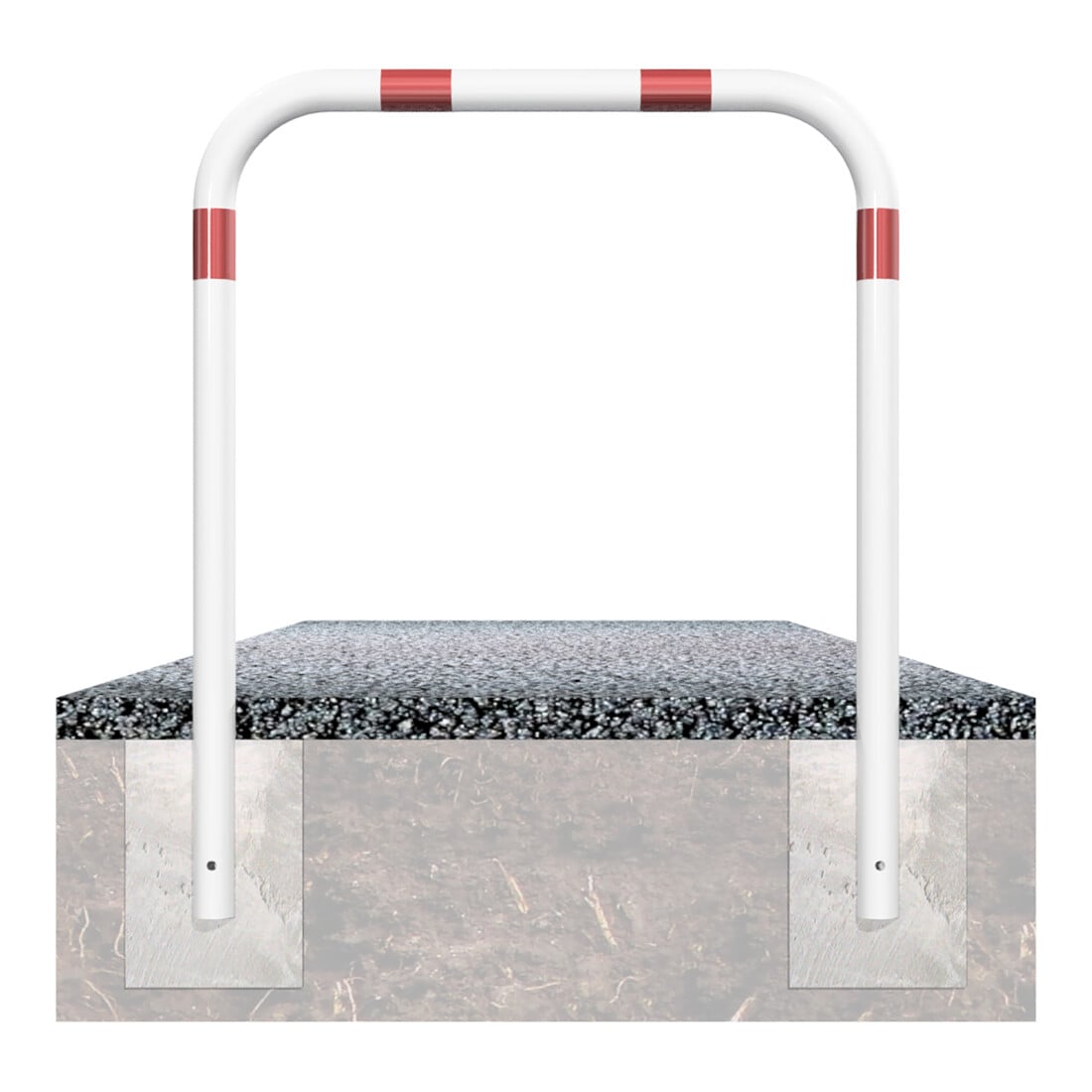 Schake Abweisebügel aus Stahlrohr Ø 60 x 2,5 mm Breite: 2000 mm, Höhe: 1000 mm ohne Querholm, beschichtet, zum Einbetonieren