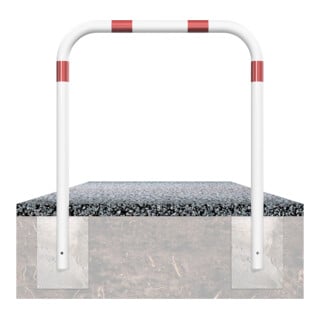 Schake Abweisebügel aus Stahlrohr Ø 60 x 2,5 mm Breite: 2500 mm, Höhe: 1400 mm ohne Querholm, beschichtet, zum Einbetonieren
