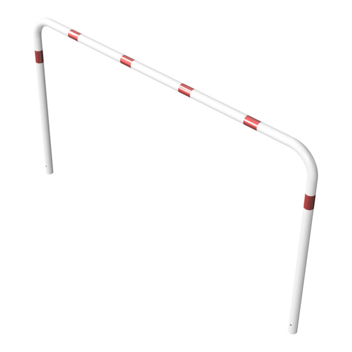 Schake Abweisebügel aus Stahlrohr Ø 60 x 2,5 mm Breite: 2500 mm, Höhe: 1400 mm ohne Querholm, beschichtet, zum Einbetonieren