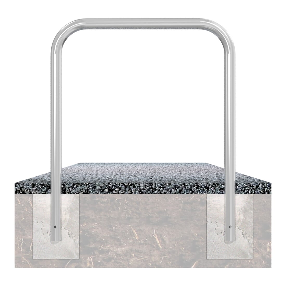 Schake Abweisebügel aus Stahlrohr Ø 60 x 2,5 mm Breite: 2500 mm, Höhe: 1400 mm ohne Querholm, zum Einbetonieren