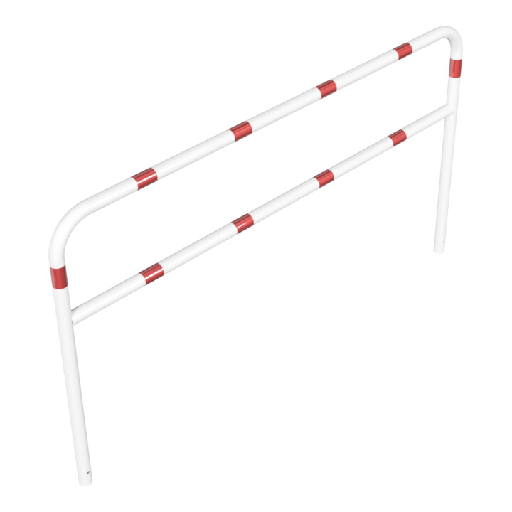 Schake Abweisebügel aus Stahlrohr Ø 60 x 2,5 mm Breite: 2500 mm, Höhe: 1400 mm + Querholm, beschichtet, zum Einbetonieren