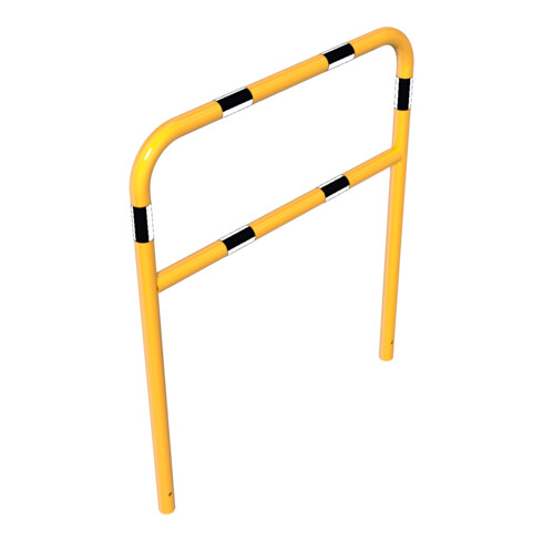 Schake Abweisebügel aus Stahlrohr Ø48mm Breite: 1000mm, Höhe: 1200 mm + Querholm, beschichtet, gelb / schwarz