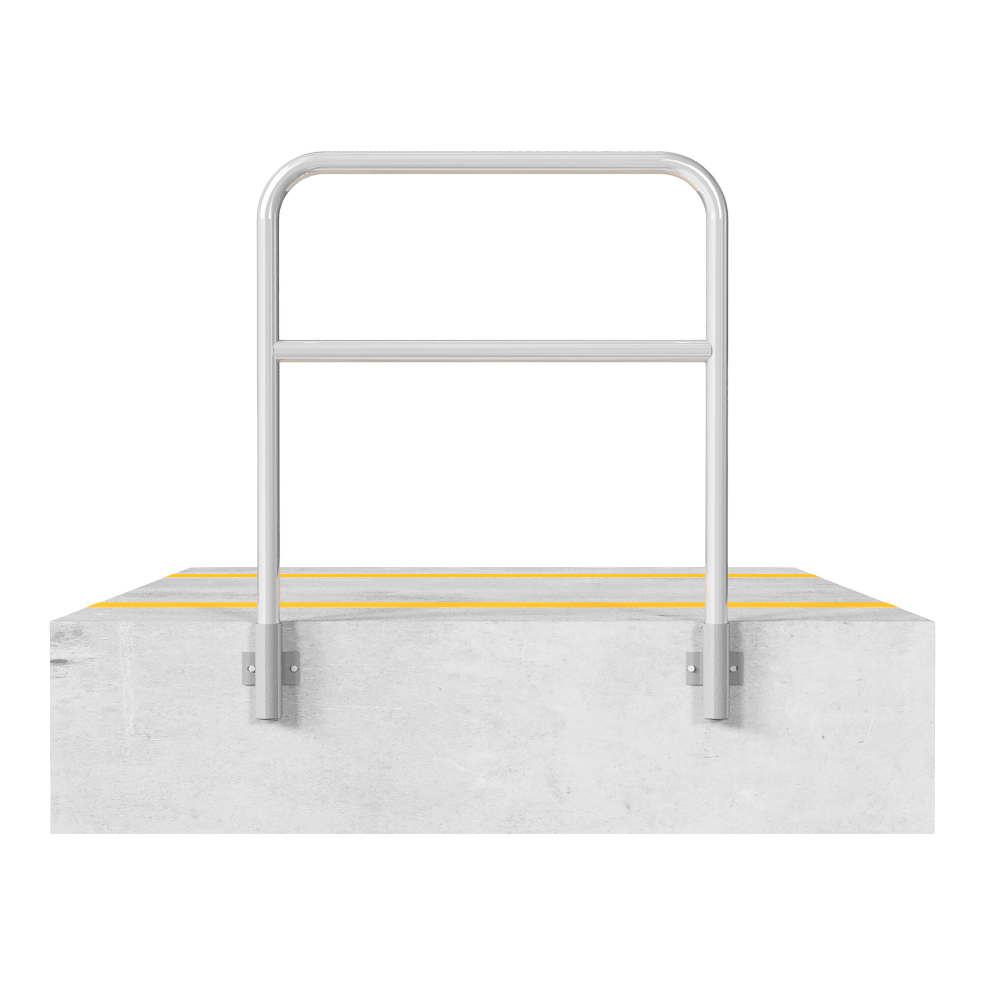 Schake Abweisebügel aus Stahlrohr Ø48mm Breite: 1000mm, Höhe: 1200 mm + Querholm, für Wandmontage, inkl. 2 Bodenhülsen 443.15W