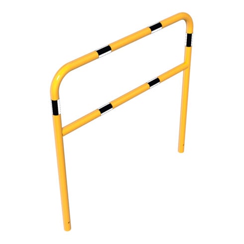 Schake Abweisebügel aus Stahlrohr Ø48mm Breite: 1200mm, Höhe: 1200 mm + Querholm, beschichtet, gelb / schwarz