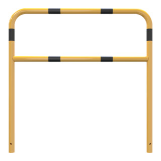 Schake Abweisebügel aus Stahlrohr Ø48mm Breite: 1200mm, Höhe: 1200 mm + Querholm, beschichtet, gelb / schwarz