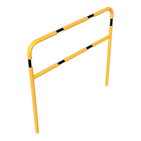 Schake Abweisebügel aus Stahlrohr Ø48mm Breite: 1500mm, Höhe: 1400 mm + Querholm, beschichtet, gelb / schwarz