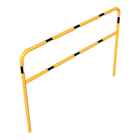 Schake Abweisebügel aus Stahlrohr Ø48mm Breite: 2000mm, Höhe: 1400 mm + Querholm, beschichtet, gelb / schwarz