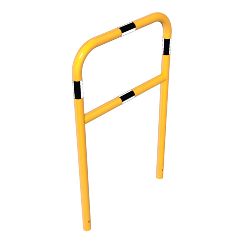Schake Abweisebügel aus Stahlrohr Ø48mm Breite: 700mm, Höhe: 1200 mm + Querholm, beschichtet, gelb / schwarz