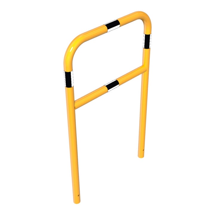 Schake Abweisebügel aus Stahlrohr Ø48mm Breite: 700mm, Höhe: 1200 mm + Querholm, beschichtet, gelb / schwarz