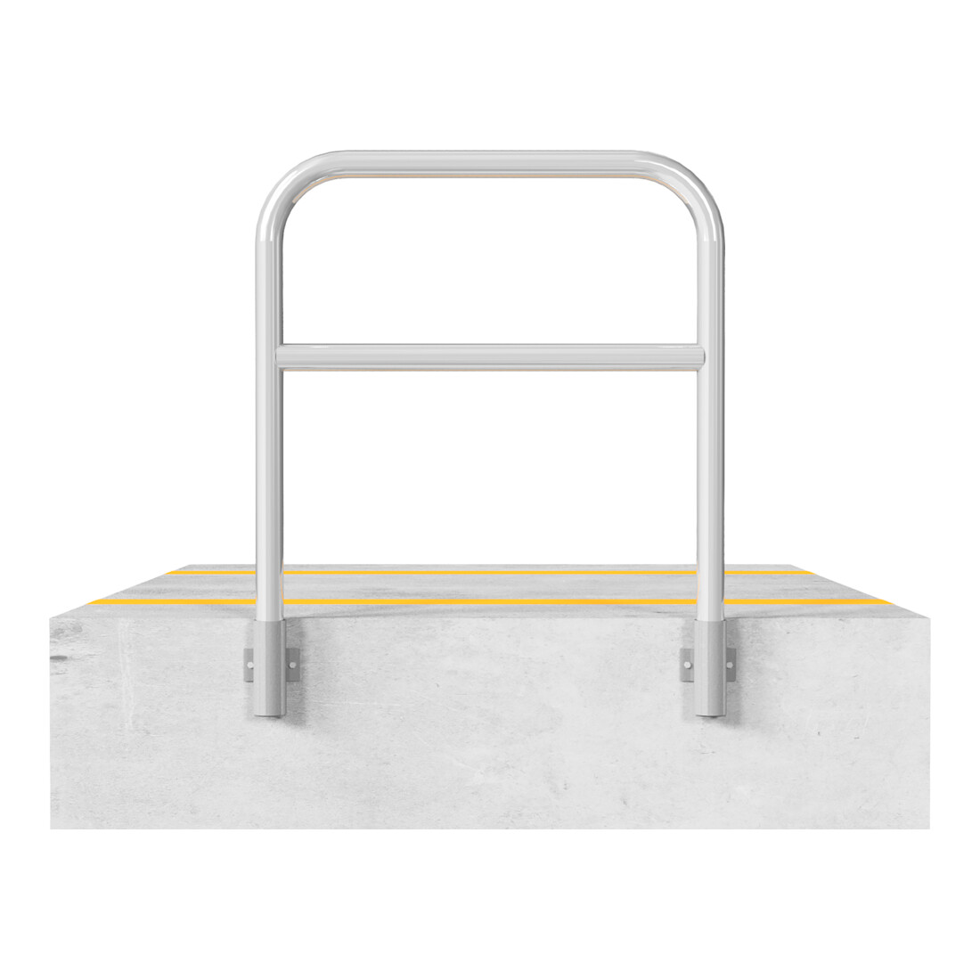 Schake Abweisebügel aus Stahlrohr Ø60mm Breite: 1200mm, Höhe: 1200 mm + Querholm, für Wandmontage, inkl. 2 Bodenhülsen 460.15W