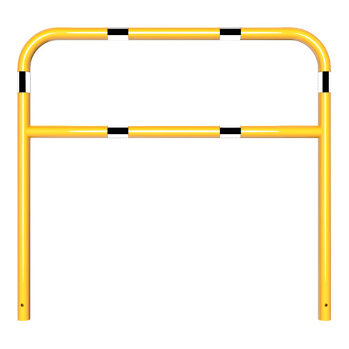 Schake Abweisebügel aus Stahlrohr Ø60mm Breite: 1500mm, Höhe: 1400 mm + Querholm, beschichtet, gelb / schwarz