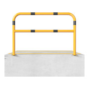 Schake Abweisebügel aus Stahlrohr Ø60mm Breite: 2000mm, Höhe: 1000 mm + Querholm + Bodenplatten zum Aufdübeln, gelb / schwarz