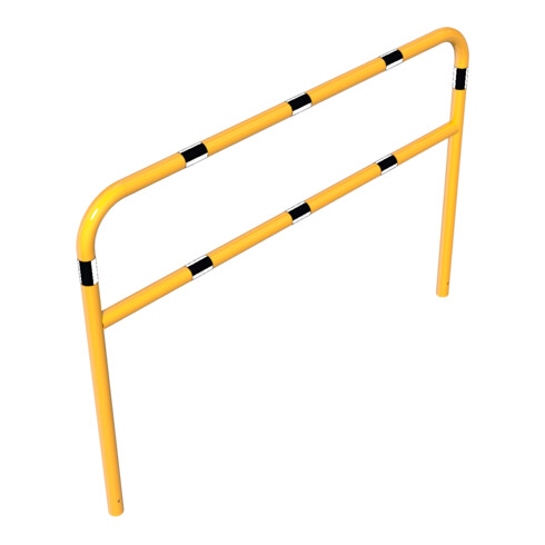Schake Abweisebügel aus Stahlrohr Ø60mm Breite: 2000mm, Höhe: 1400 mm + Querholm, beschichtet, gelb / schwarz