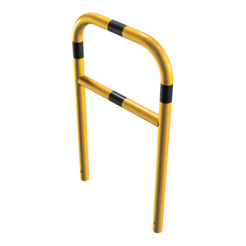 Schake Abweisebügel aus Stahlrohr Ø60mm Breite: 700mm, Höhe: 1200 mm + Querholm, beschichtet, gelb / schwarz