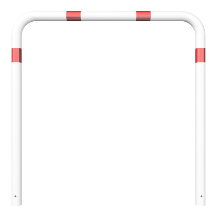 Schake Abweisebügel aus Stahlrohr Ø76mm Breite: 1500mm, Höhe: 1500 mm ohne Querholm, weiß / rot