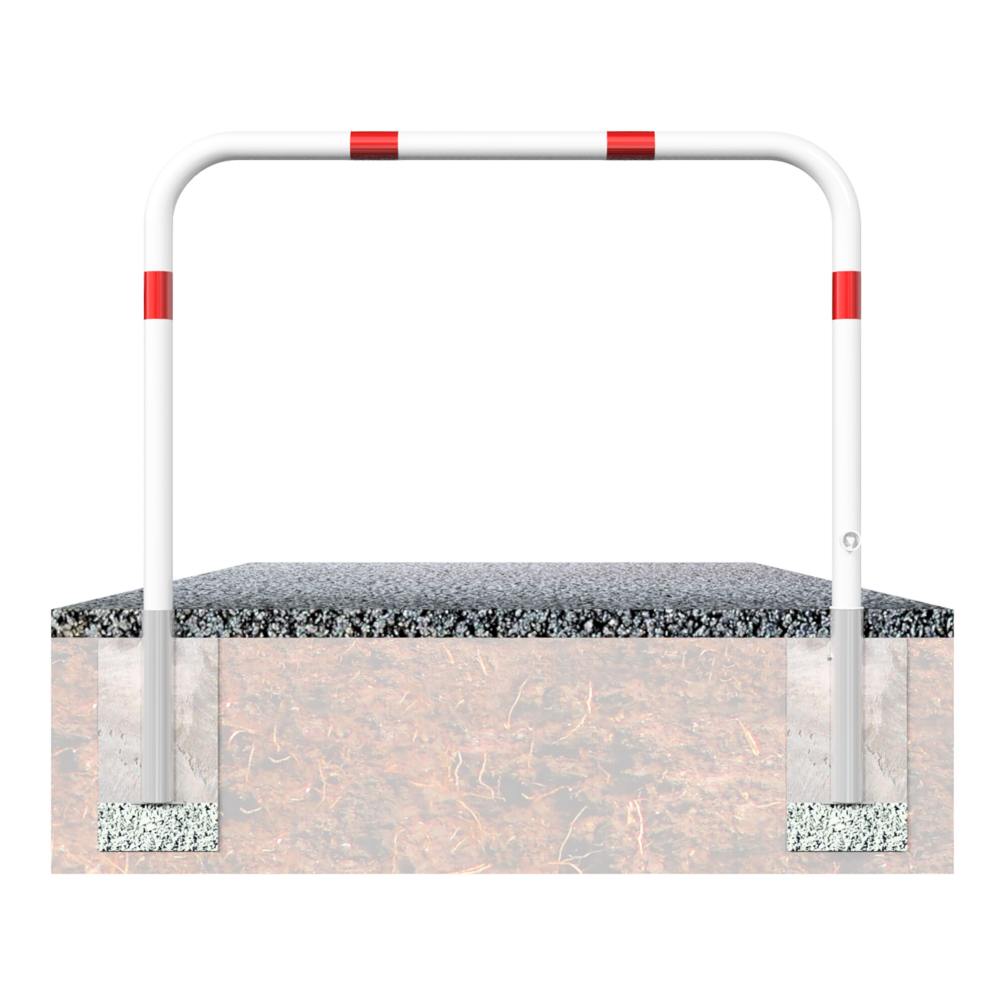 Schake Abweisebügel Ø 60mm, Breite 1000 mm, Höhe Überflur 1000 mm, ohne Querholm, herausnehmbar + Dreikantverschluß incl. Bodenhülsen, beschichtett