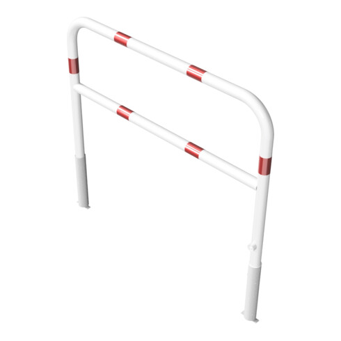 Schake Abweisebügel Ø 60mm, Breite 1500 mm, Höhe Überflur 1000 mm, herausnehmbar + Dreikantverschluß + Querholm + Bodenhülsen, beschichtet, weiß / rot